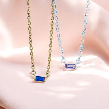 Dainty Baguette Birthstone Necklace, 2 of 7