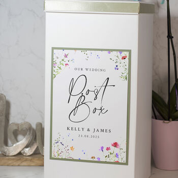 Watercolour Wildflower Wedding Card Post Box, 2 of 4