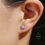 Sterling Silver Purple Opal Heart Screw Back Earrings, thumbnail 1 of 8