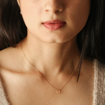 Citrine Stone Teardrop Necklace In Gold Plating, 5 of 6