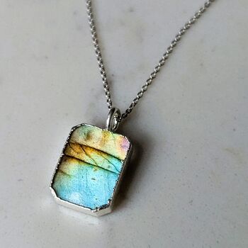 'The Rectangle' Labradorite Sterling Silver Necklace, 2 of 10