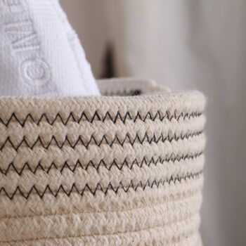 Handwoven Soft Cotton Rope Baskets White And Grey, 4 of 5