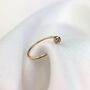 9ct Solid Gold Rubover Cz Open Nose Ring, thumbnail 2 of 3