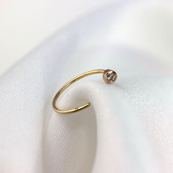9ct Solid Gold Rubover Cz Open Nose Ring, 2 of 3
