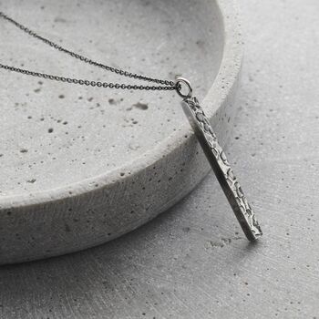 Personalised Men’s Textured Silver Bar Necklace, 2 of 4