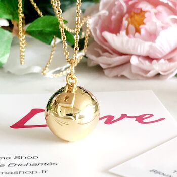 Pregnancy Bola Necklace With Love Padlock Gold 18 K, 5 of 8