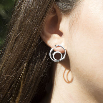 Sterling Silver Loops Stud Earrings, 2 of 4