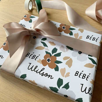 Personalised Bébé Floral Wrapping Paper, 2 of 2