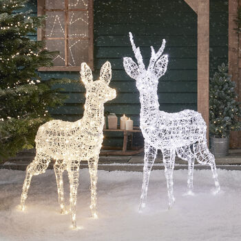 Outdoor Plug In Dual LED Stag And Doe Christmas Figures, 4 of 4