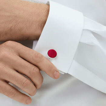 Woven Fabric Faced Cufflinks Red, 2 of 4