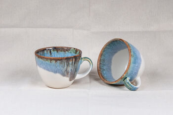 Turquoise Set Of Two Porcelain Tea Cup With Saucer, 7 of 9
