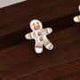 Ginger Bread Man Stud Earrings In Sterling Silver, thumbnail 6 of 10