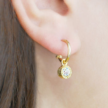 Blue Topaz Gold Plated November Birthstone Earrings, 3 of 4