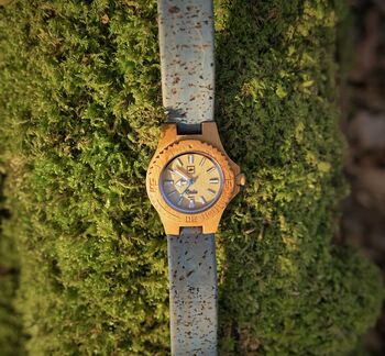 Nalu Small Bamboo Watch With Blue Cork Strap, 9 of 9