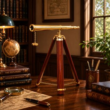 Adjustable 60 Inch Brass Floor Telescope With Wooden Tripod, 7 of 7