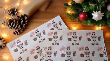 Secret Santa Christmas Wrapping Paper Sheets A3 Size X4, 4 of 4