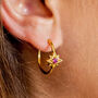 Guiding North Star Gemstone Gold Plated Hoop Earrings, thumbnail 3 of 8