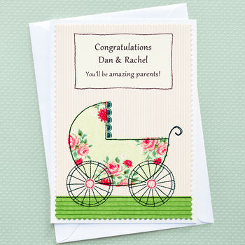 'Pram' Personalised Pregnancy Congratulations Card, 2 of 5