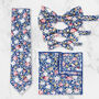 Handmade Wedding Tie In Blue And Pink Floral Print, thumbnail 1 of 9