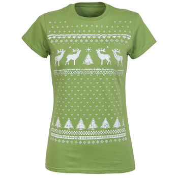 Womens Festive Christmas Reindeer Tshirt, 8 of 12