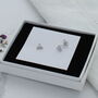 Petite Sterling Silver Triple Zircon Stud Earrings, thumbnail 1 of 2