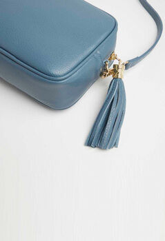 Verona Crossbody Denim Blue Tassel Bag, 2 of 2