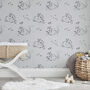 Little Bunny Wallpaper In Soft Grey, thumbnail 1 of 3