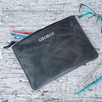 Personalised Black Buffalo Leather Pouch, 2 of 4