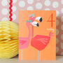 Mini Flamingos 4th Birthday Card, thumbnail 3 of 4