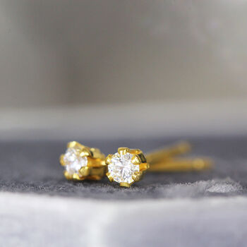 Tiny White Diamond Stud Earrings Silver Or Gold, 3 of 12