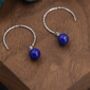 Sterling Silver Genuine Lapis Lazuli Bead Dangle Earrings, thumbnail 1 of 11