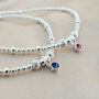 Sterling Silver Swarovski Birthstone Charm Stretch Bead Anklet, thumbnail 3 of 8