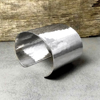 Sterling Silver Hammered Cuff Bangle, 5 of 7