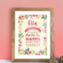Personalised Floral Birth Details Print, thumbnail 4 of 7