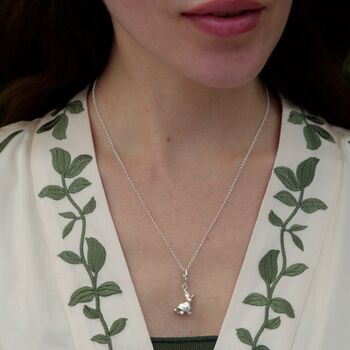 Sterling Silver Rabbit Charm Necklace, 4 of 6