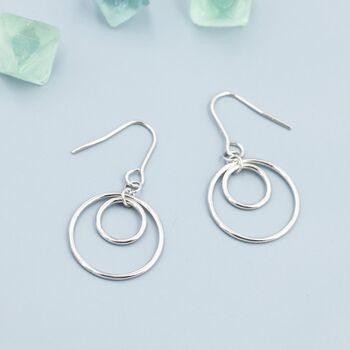 Sterling Silver Double Circle Drop Hook Earrings, 7 of 12