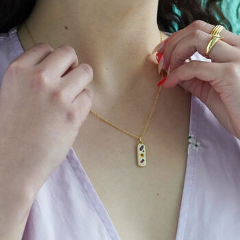 Kaleidoscope Gemstone Tag Pendant Necklace, 5 of 11