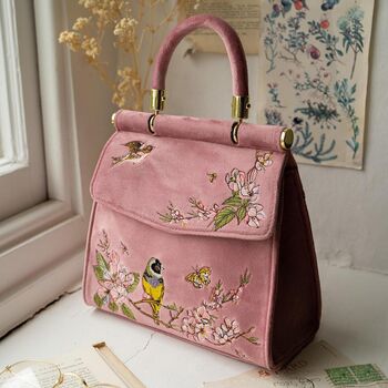 Morning Song Bird Embroidered Mini Pink Tote, 9 of 10