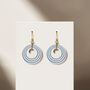 Cream And Blue Stripey Circular Earrings, thumbnail 1 of 6