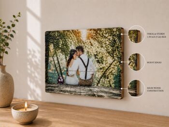 Personalised Wood Photo Print – Custom Wedding Photo On Wooden Planks, 4 of 7