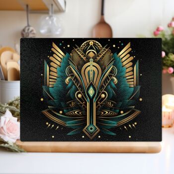 Art Deco Glass Chopping Board Celestial Aviary Three, 2 of 8