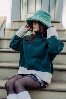 Sage Green Fluffy Bucket Hat, 6 of 6