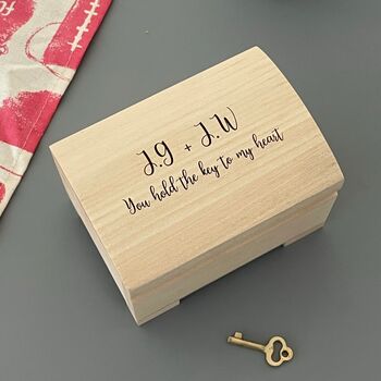 Personalised Wooden Treasure Box With Key, 5 of 6