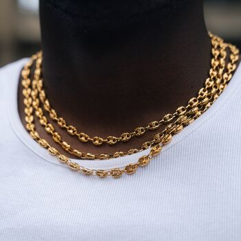 Silver Hammered Mariner Chain Chunky Puff Anchor Stainless Steel Necklace For Men, 9 of 12