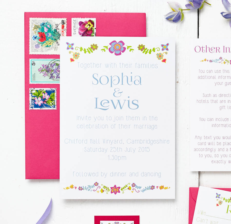 Floral Embroidery Wedding Invitation Set By Peardrop Avenue