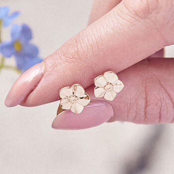 Forget Me Not Solid Silver Stud Earrings, 3 of 9