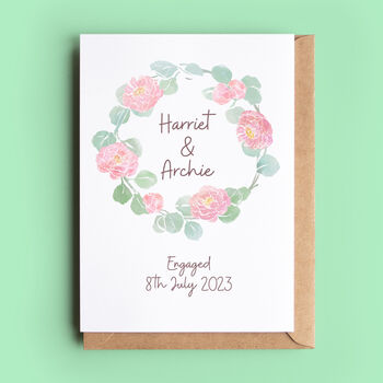 Personalised Peonies Engagement Or Wedding Card, 2 of 3