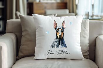 Personalised Doberman Hearts Cushion Cover Gift, 2 of 2