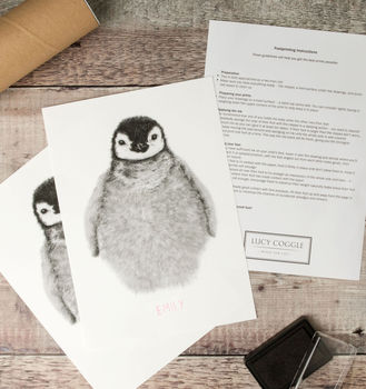 Personalised Baby Penguin Footprint Kit, Unframed, 9 of 12