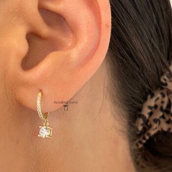 Solitaire Drop Hoop Earrings Christmas Gift For Her, 4 of 9